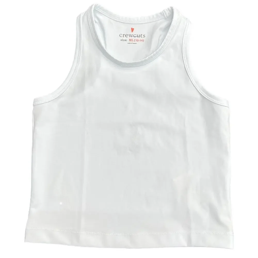 J.Crew Girls' active cropped tank top white BX030 size XL NWT